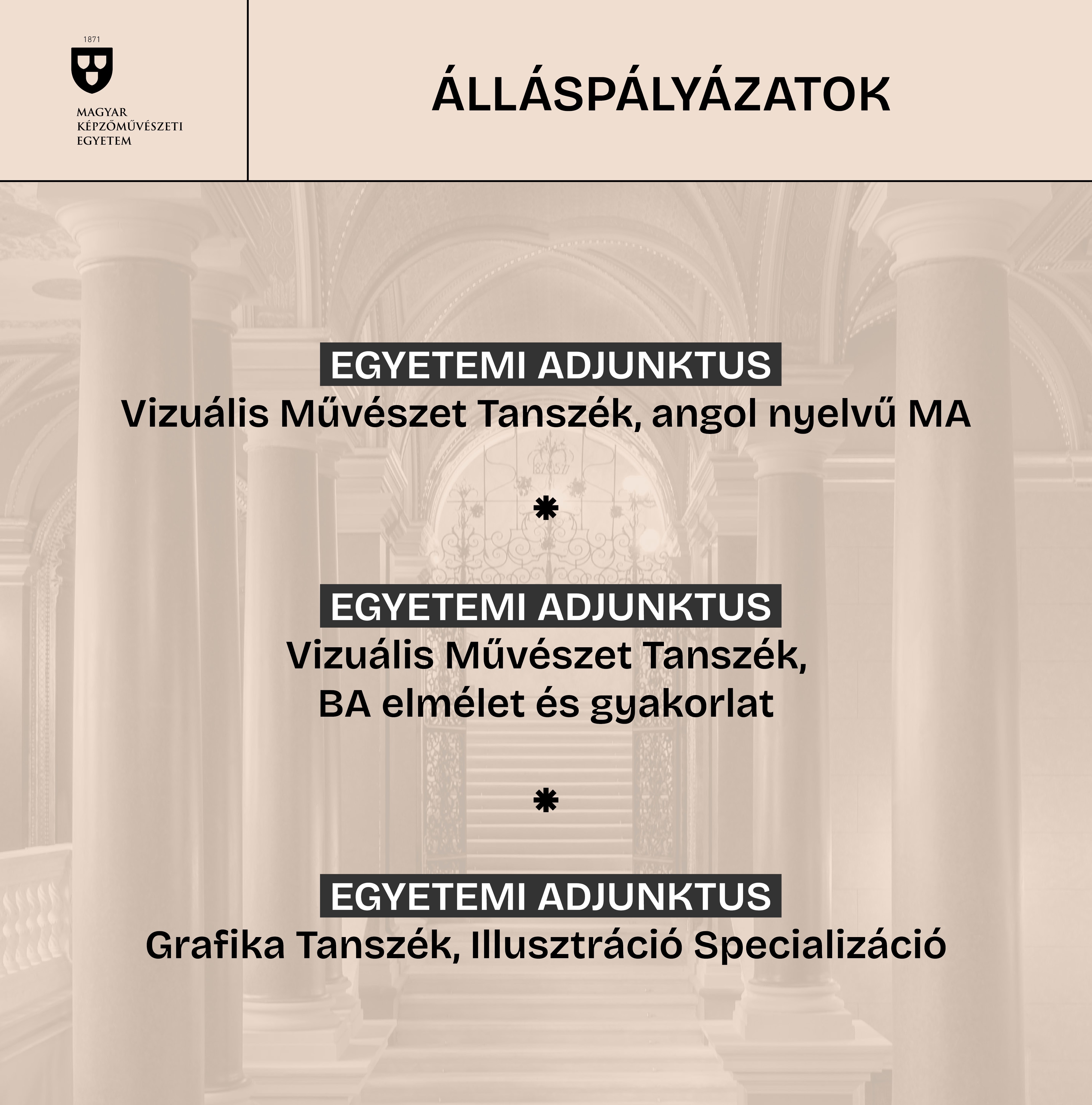 Az MKE aktuális álláspályázatai – Egyetemi adjunktusokat keresünk
