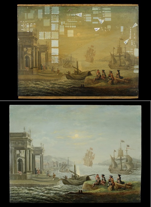 Anger (német vagy holland festő?): Kikötő, 1753